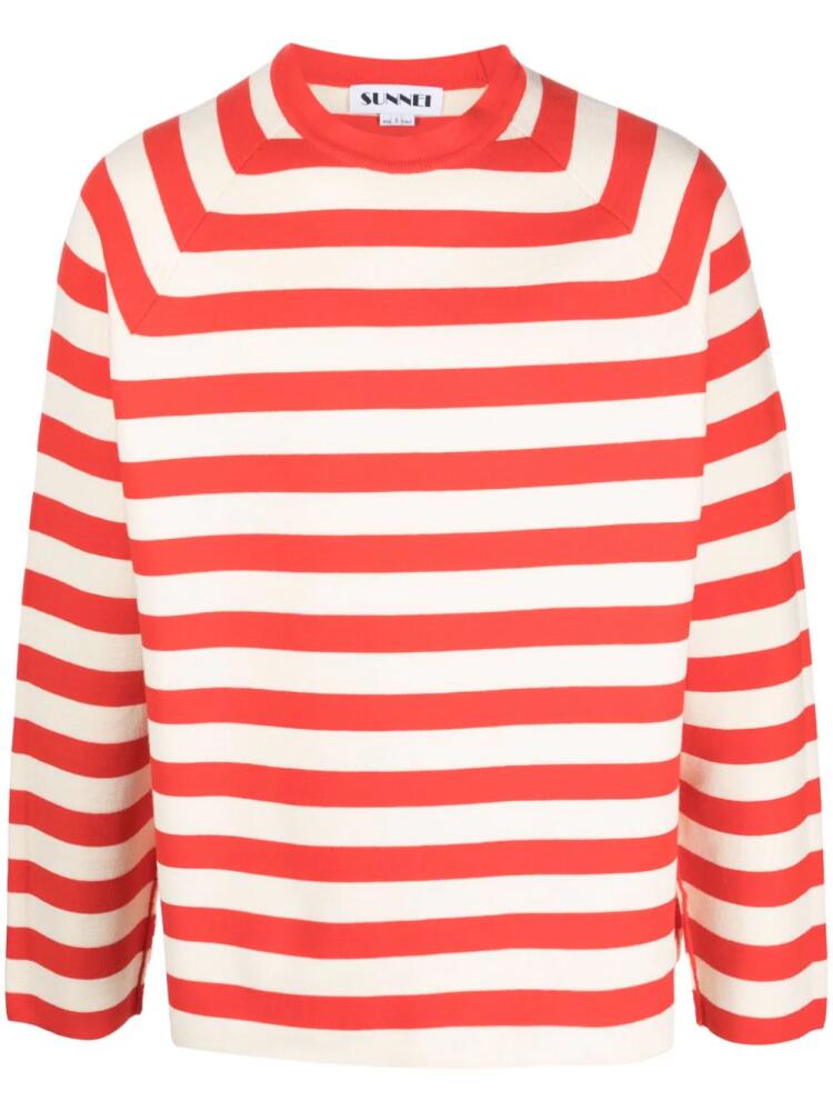 Sunnei striped cotton sweatshirt - Red Cover