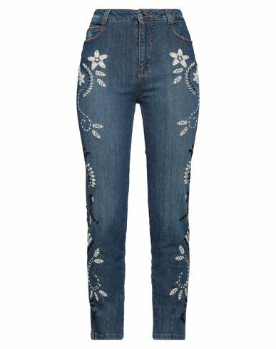 Ermanno Scervino Woman Jeans Blue Cotton, Elastane, Wool, Acrylic Cover