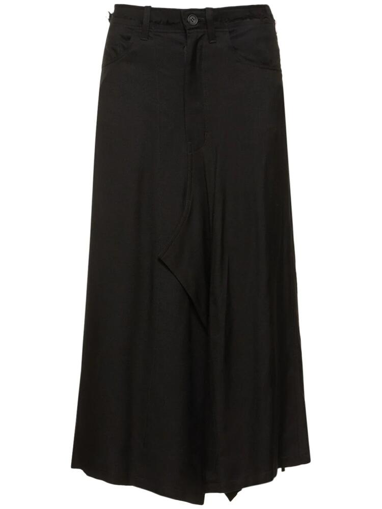 YOHJI YAMAMOTO Wide Structured Twill Midi Skirt Cover