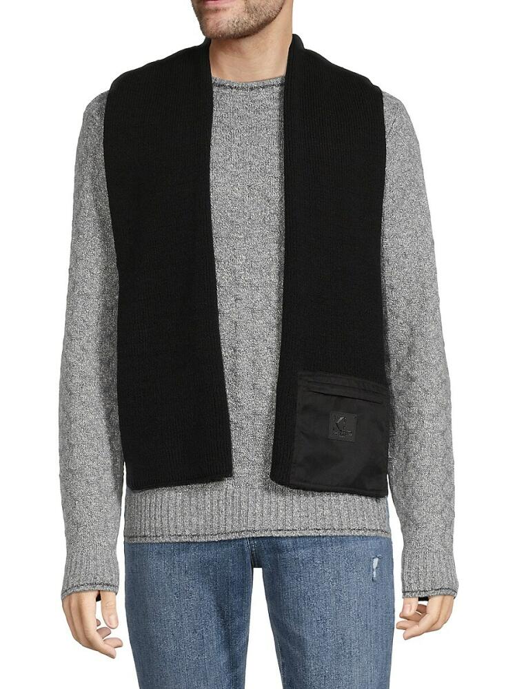 Karl Lagerfeld Paris Men's Ribbed Cargo Scarf - Black Cover