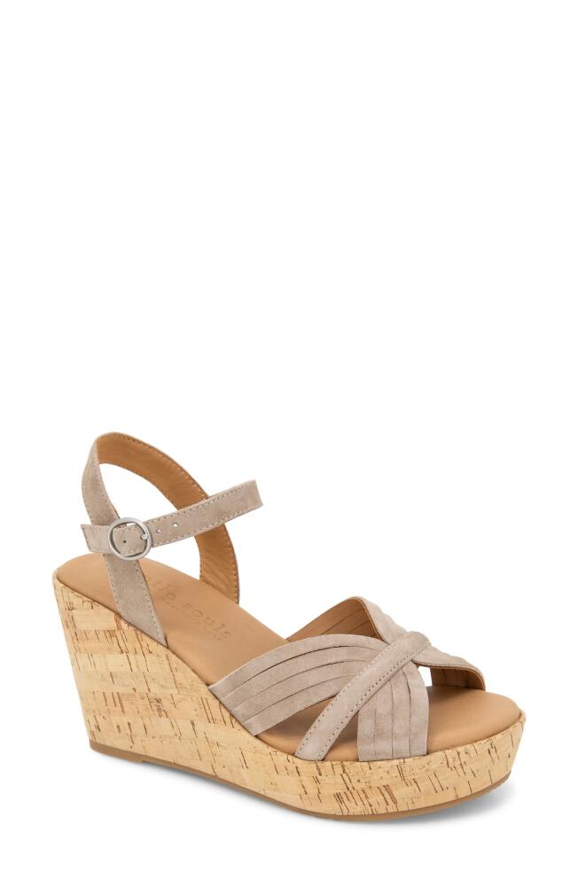 GENTLE SOULS BY KENNETH COLE Nomi Ankle Strap Platform Wedge Sandal in Mushroom Suede Cover