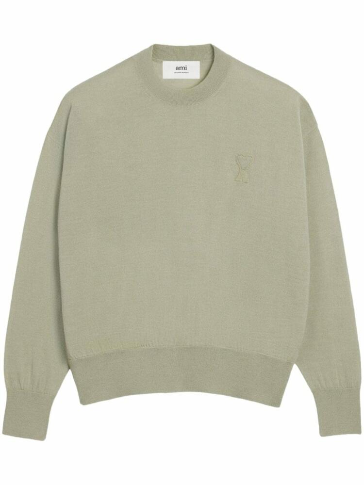 AMI Paris Ami De Coeur wool jumper - Green Cover