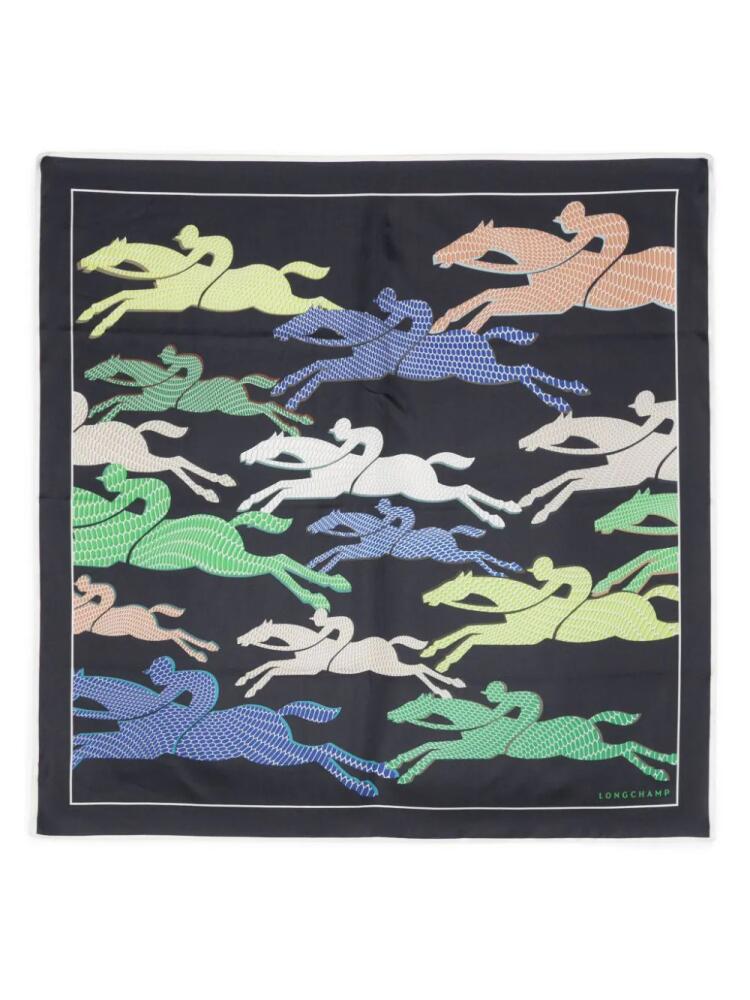 Longchamp Longchamp rider print scarf - Blue Cover