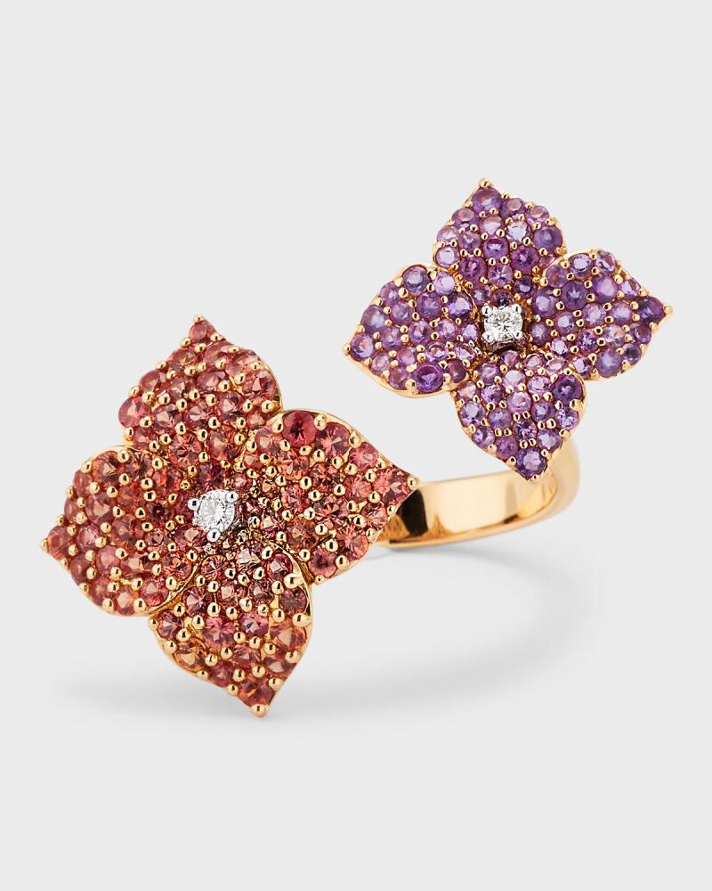 Piranesi 18K Yellow Gold Orange Sapphire, Amethyst and Diamond Ring, Size 6.5 Cover