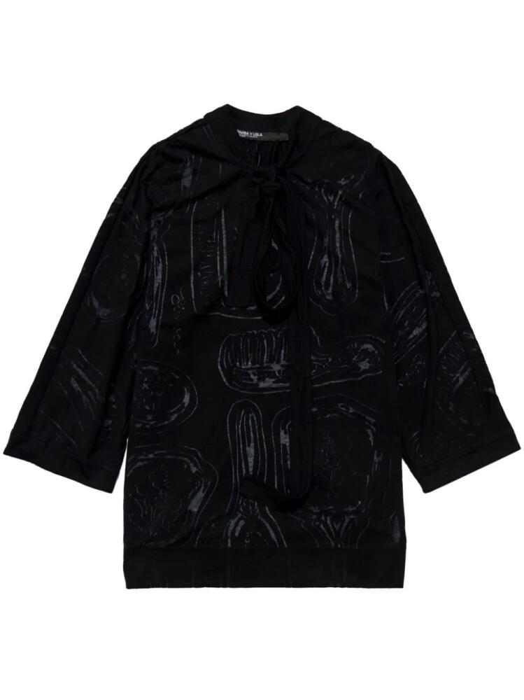 Bimba y Lola abstract-print devoré shirt - Black Cover