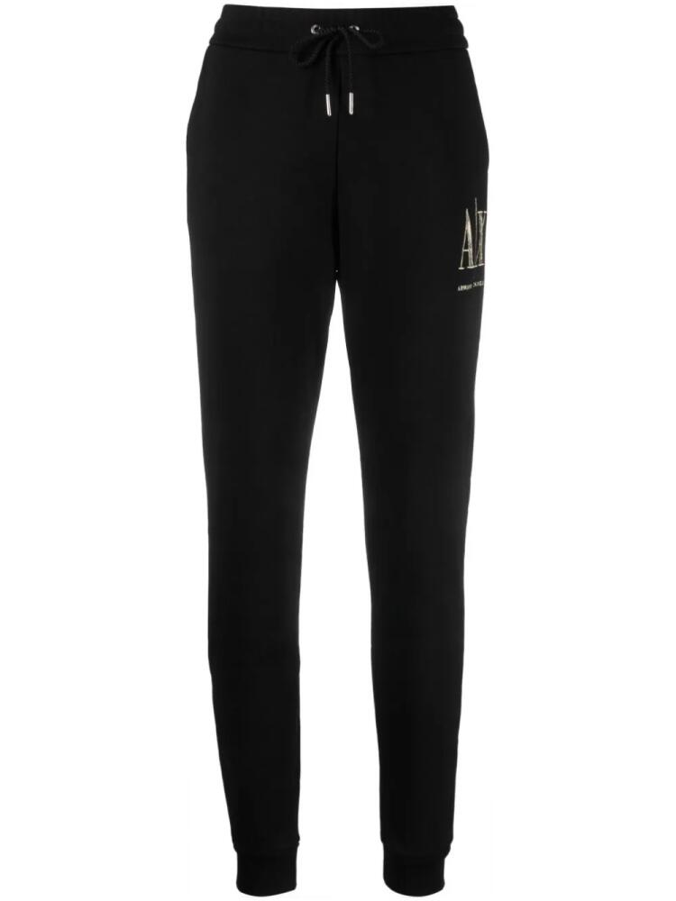 Armani Exchange embroidered-logo cotton track pants - Black Cover