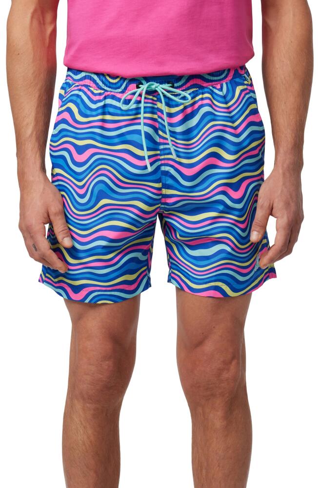 Psycho Bunny Clarkson Wave Print Swim Trunks in Royal Blue Cover