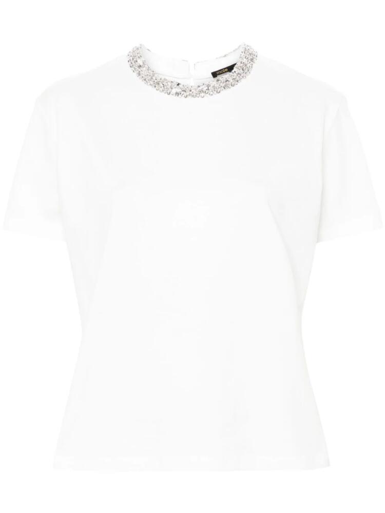 Maje crystal-embellishment T-shirt - White Cover