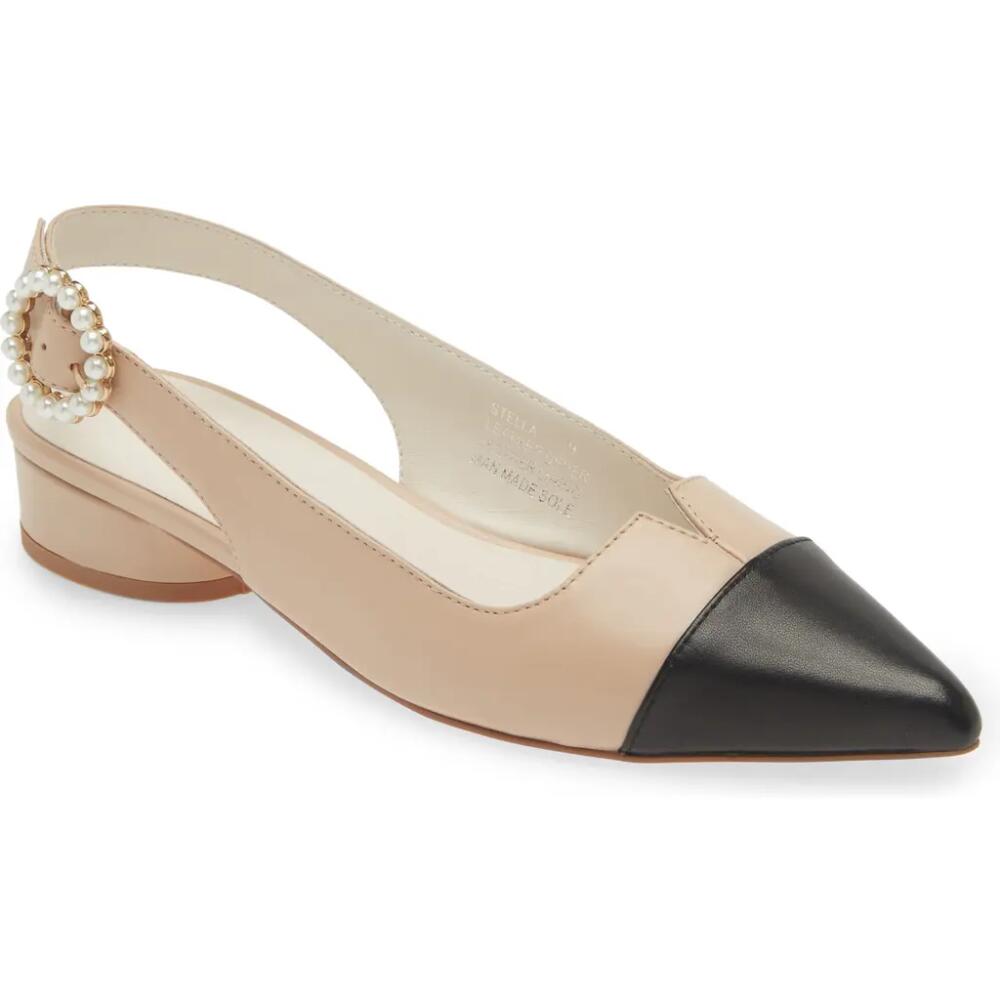 KOKO + PALENKI Stella Pointed Cap Toe Slingback Pump in Beige Leather Cover