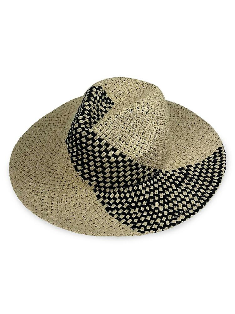 MARCUS ADLER Women's Two Tone Straw Hat - Black Tan Cover