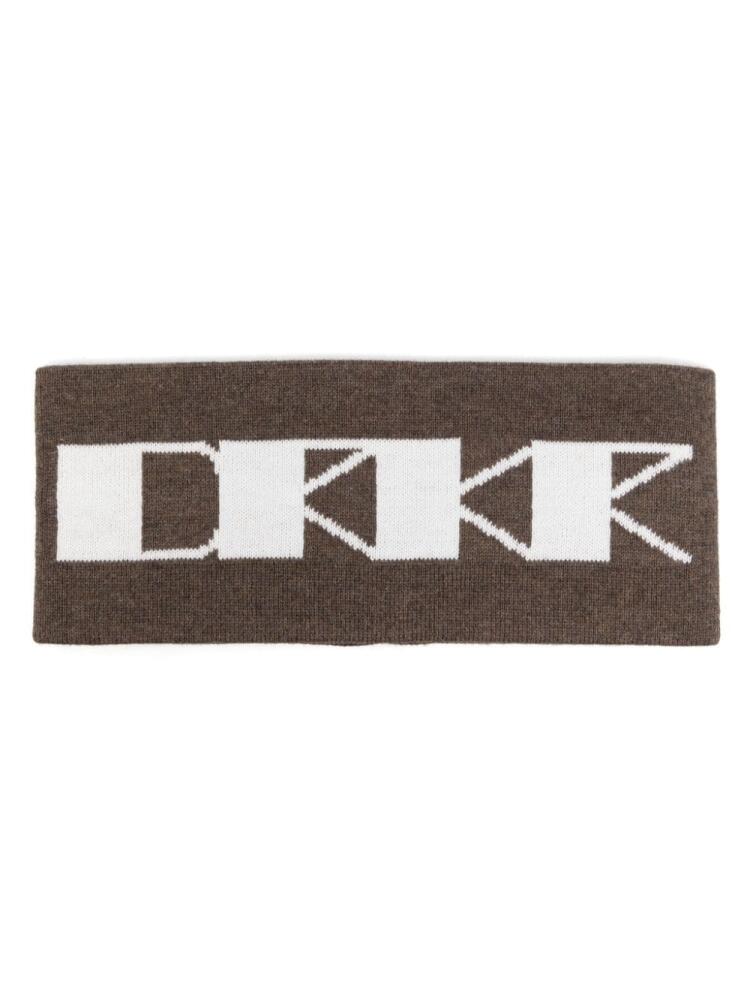 Rick Owens DRKSHDW patterned intarsia-knit cotton headband - Brown Cover