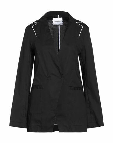 Brand Unique Woman Blazer Black Cotton, Elastane Cover