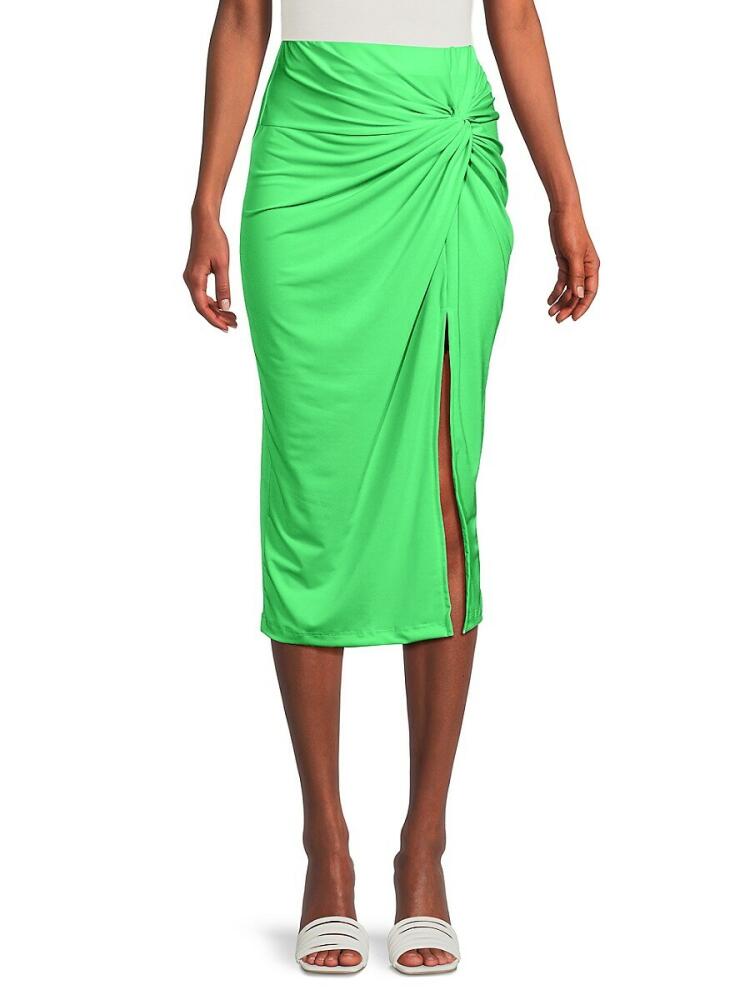 Renee C. Women's Front Twist Midi Skirt - Neon Green Cover