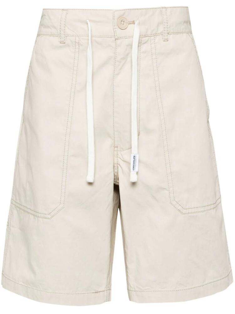 CHOCOOLATE drawstring-waist cotton shorts - Neutrals Cover