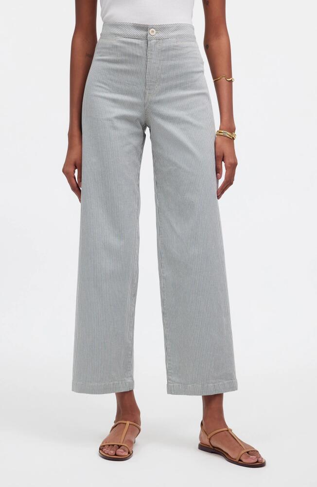 Madewell The Emmett Stripe Crop Wide Leg Pants in Faded River Stripe Cover