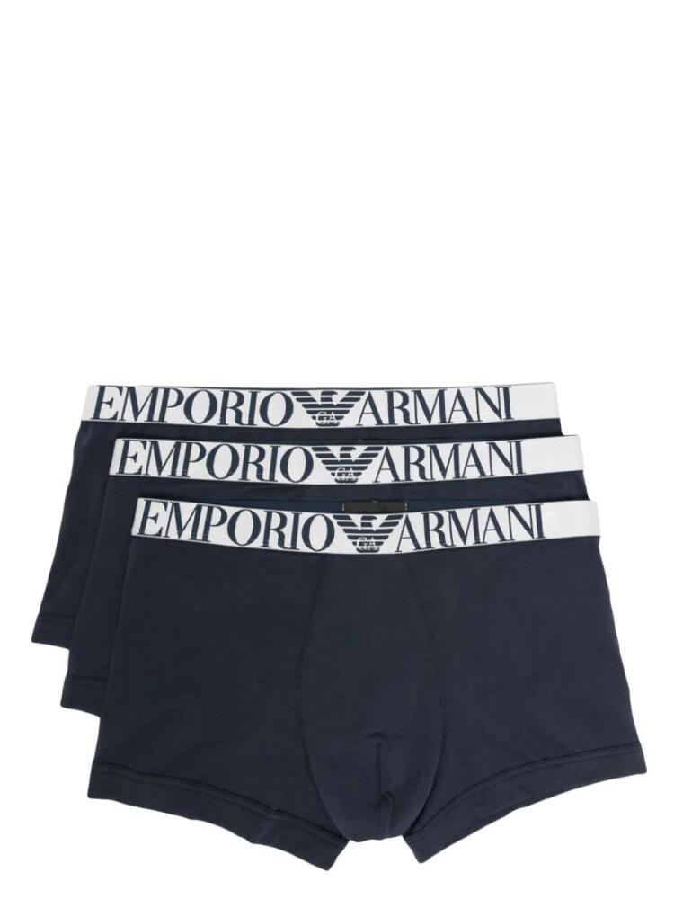 Emporio Armani logo-waistband cotton briefs (pack of three) - Blue Cover