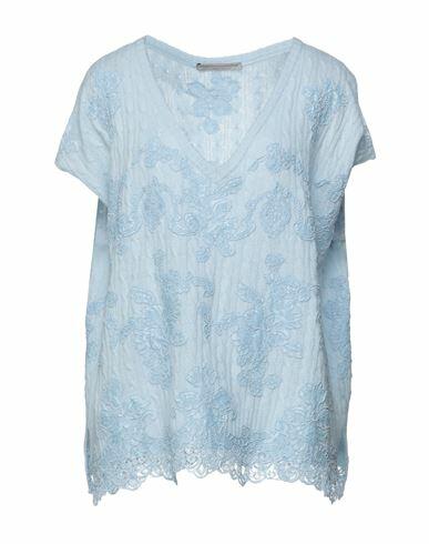 Ermanno Scervino Woman Sweater Sky blue Cashmere, Polyamide, Viscose Cover