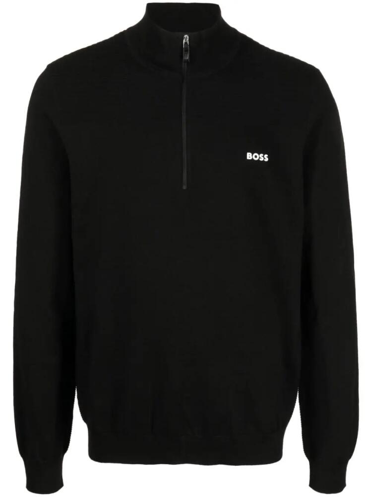 BOSS logo-print knitted jumper - Black Cover