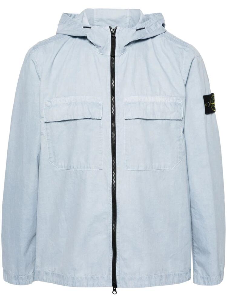 Stone Island Compass-badge hoodie shirt - Blue Cover