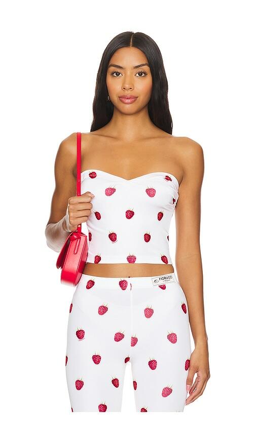 FIORUCCI Raspberry Print Bustier Top in White Cover