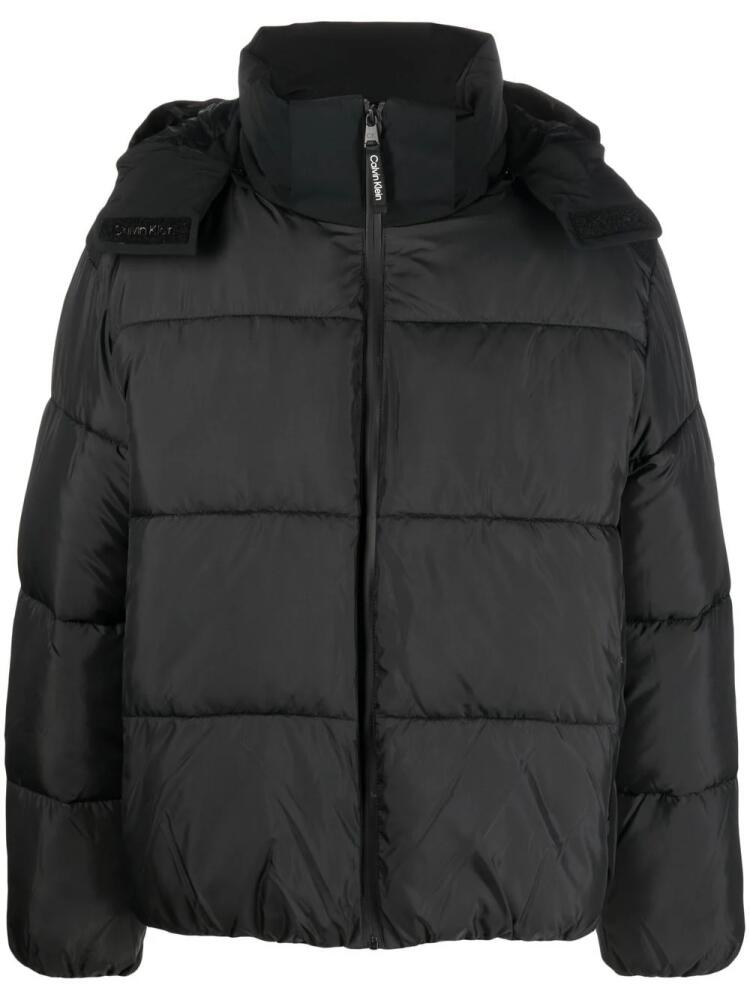 Calvin Klein panelled quilted hooded puffer jacket - Black Cover