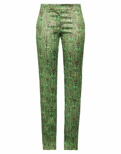 Siyu Woman Pants Green Wool, Lurex, Silk, Nylon, Cotton Cover