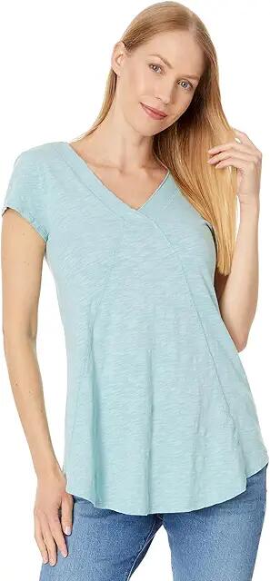 Mod-o-doc Seamed V-Neck Tee (Aqua Dream) Women's Clothing Cover