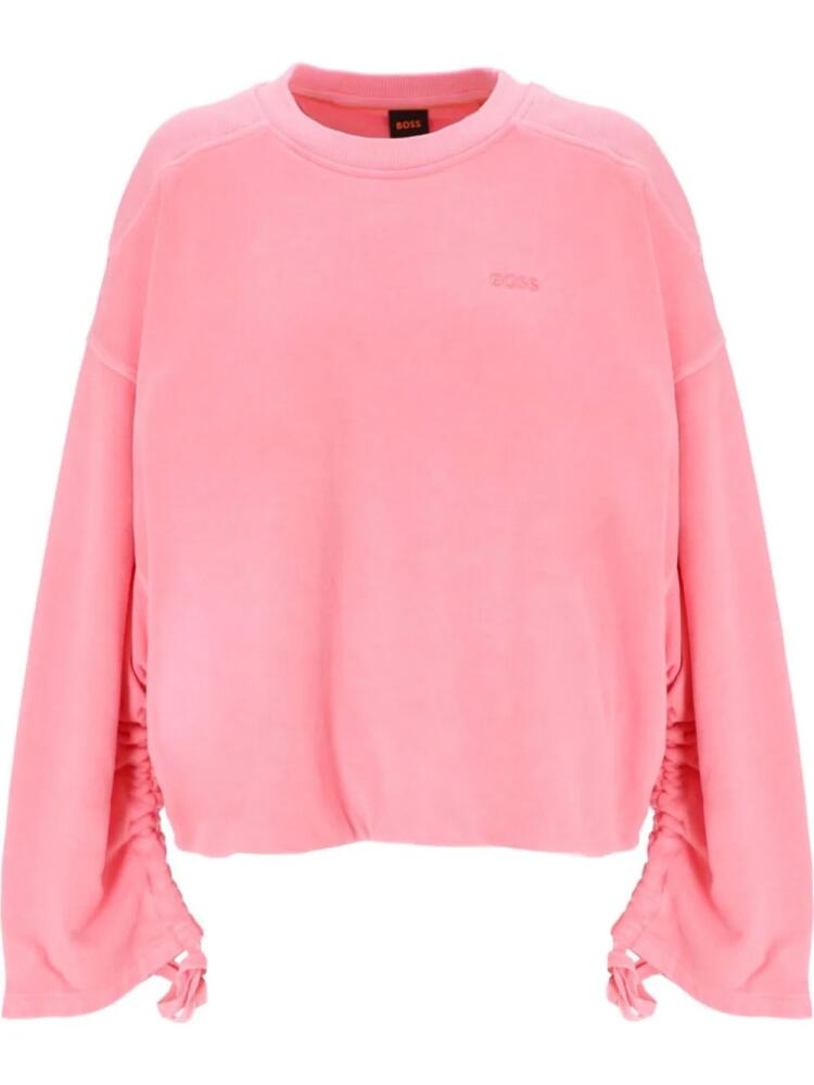 BOSS drawstring-cuffs cotton sweatshirt - Pink Cover