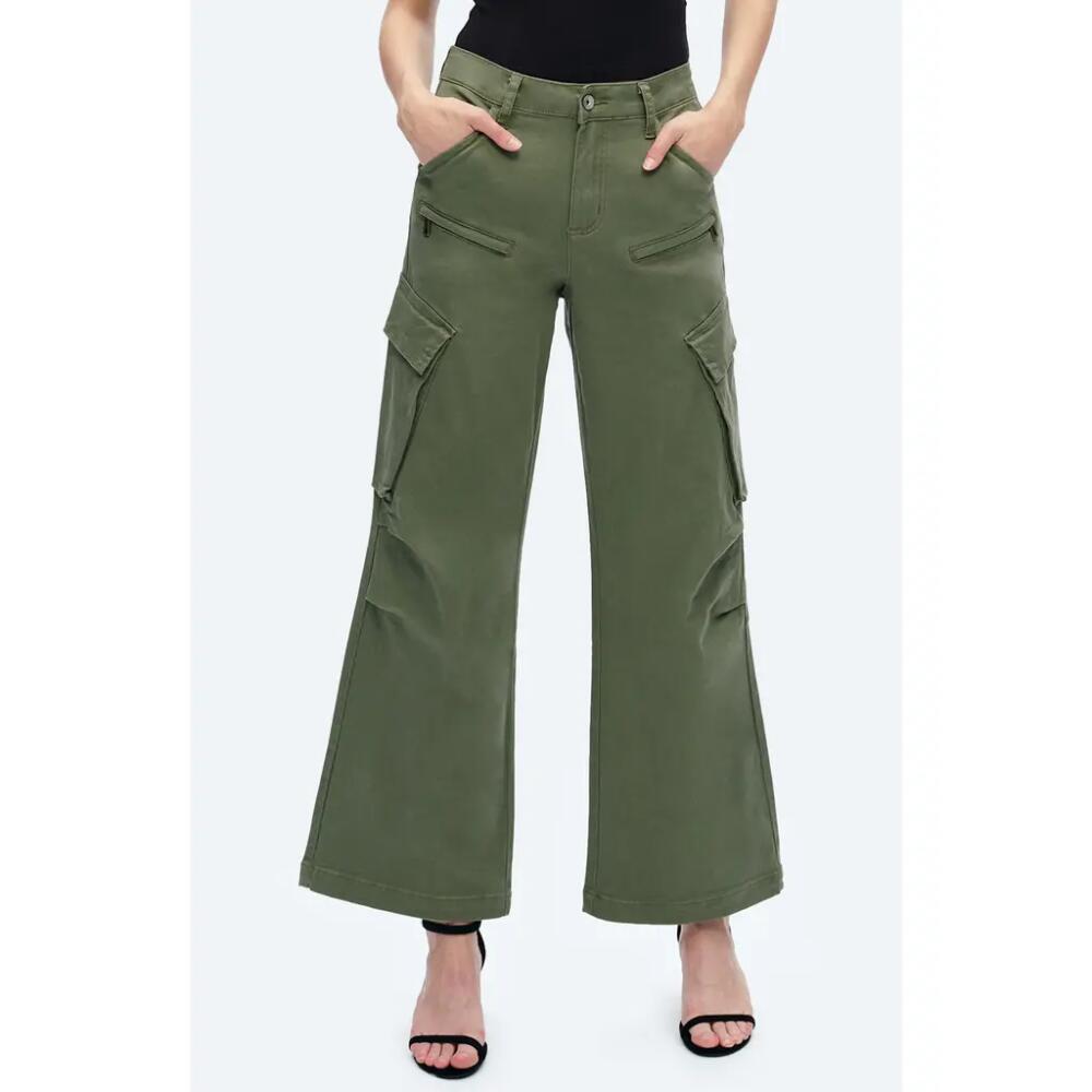 Bayeas Fann High Waist Wide Leg Cargo Jeans in Green Cover