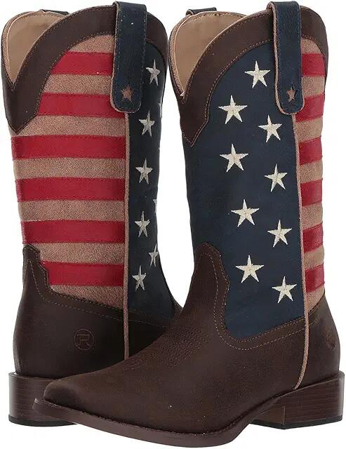 Roper American Patriot (Brown Vintage Faux Leather w/ Flag Shaft) Cowboy Boots Cover