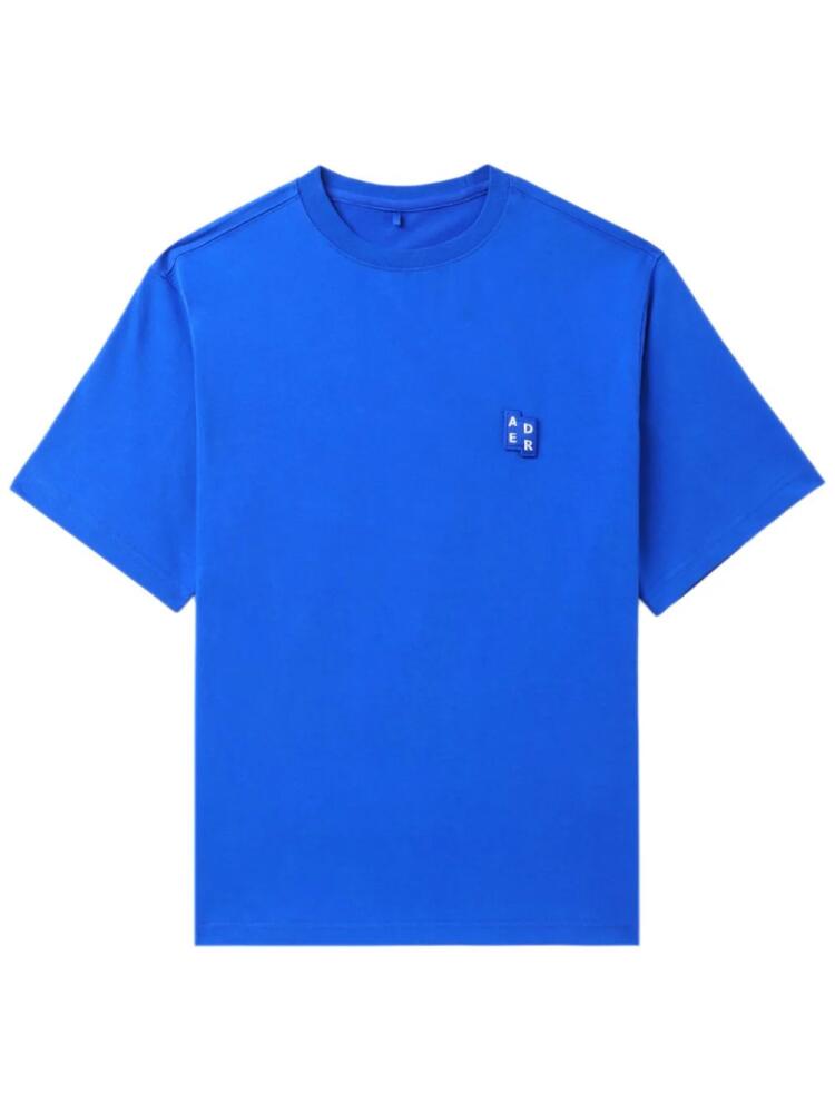 Ader Error Tetris-appliqué cotton T-shirt - Blue Cover