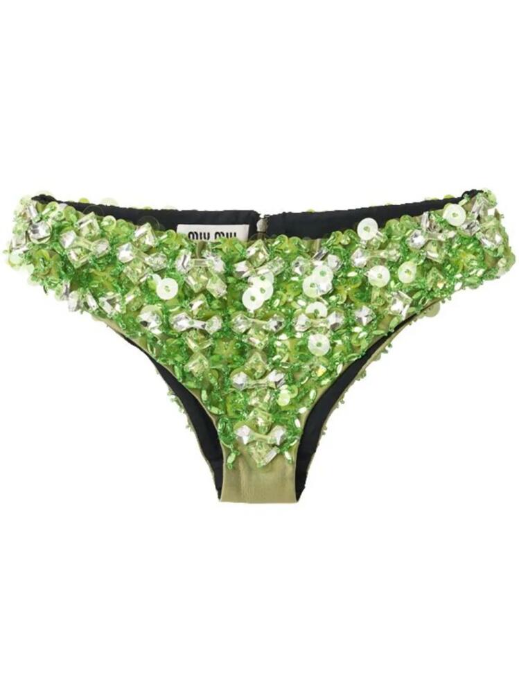 Miu Miu embroidered beaded silk briefs - Green Cover