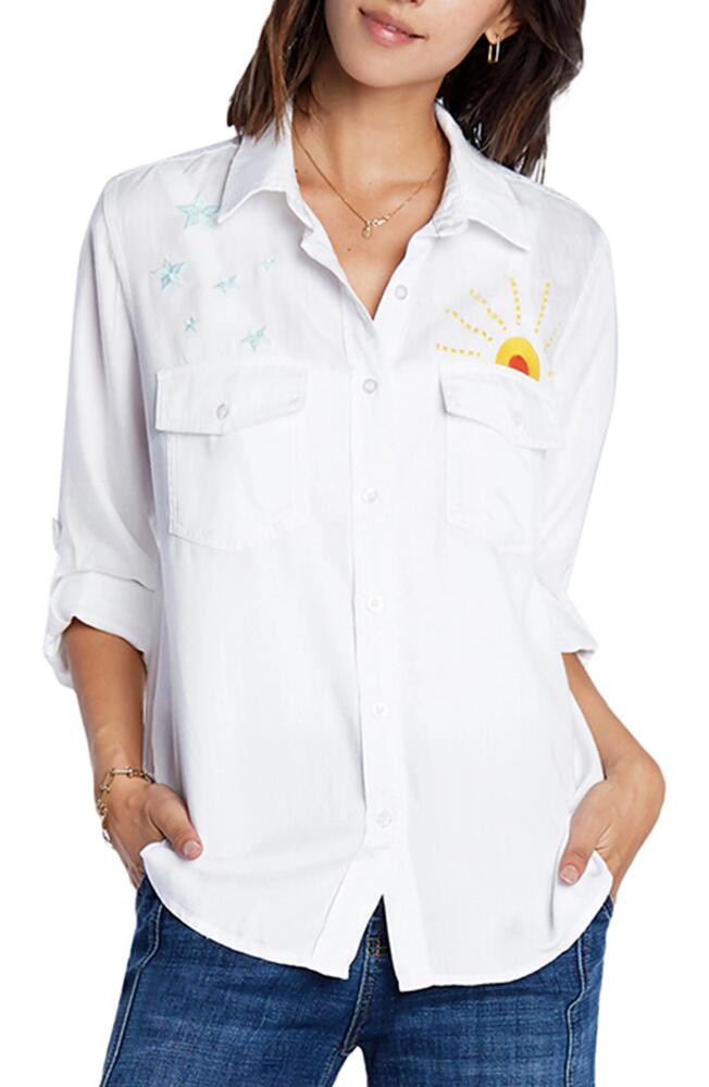 Billy T Hello Sunshine Embroidered Button-Up Shirt in White Cover