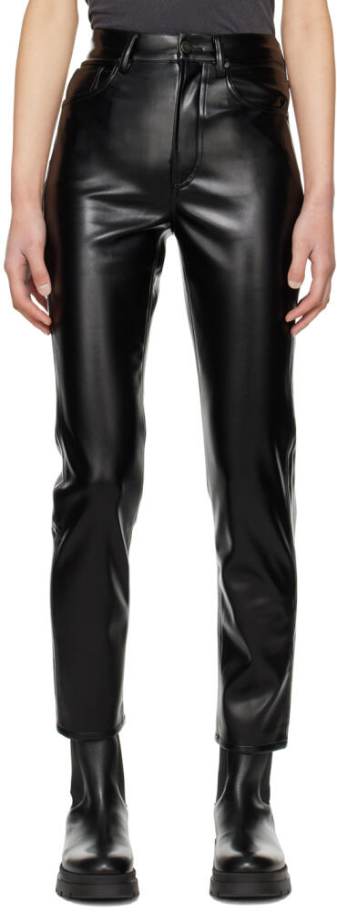 ANINE BING Black Sonya Faux-Leather Trousers Cover