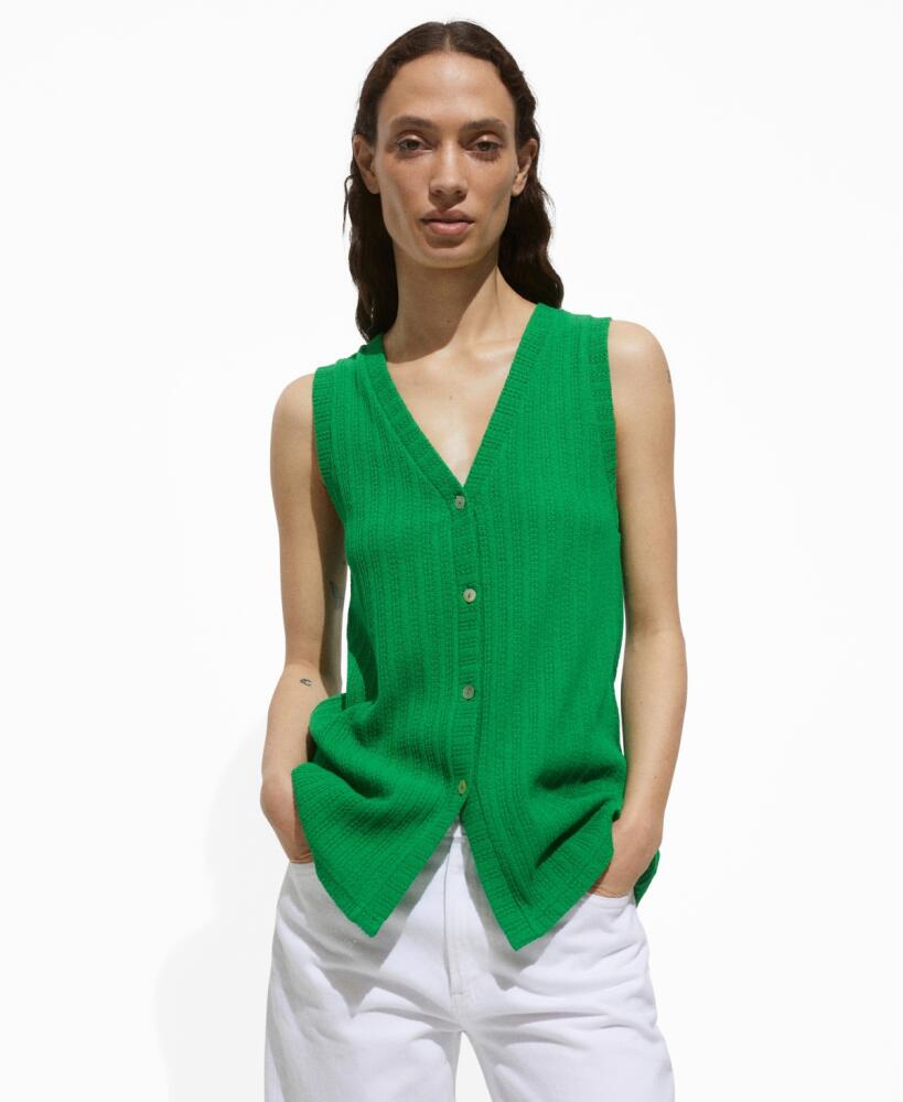 Mango Women's Crochet Knitted Vest - Green Cover