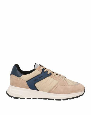 Baldinini Man Sneakers Beige Leather, Textile fibers Cover