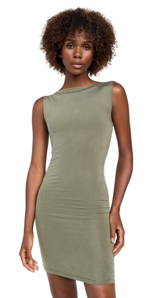 St. Agni Cupro Jersey Mini Dress Smokey Olive Cover