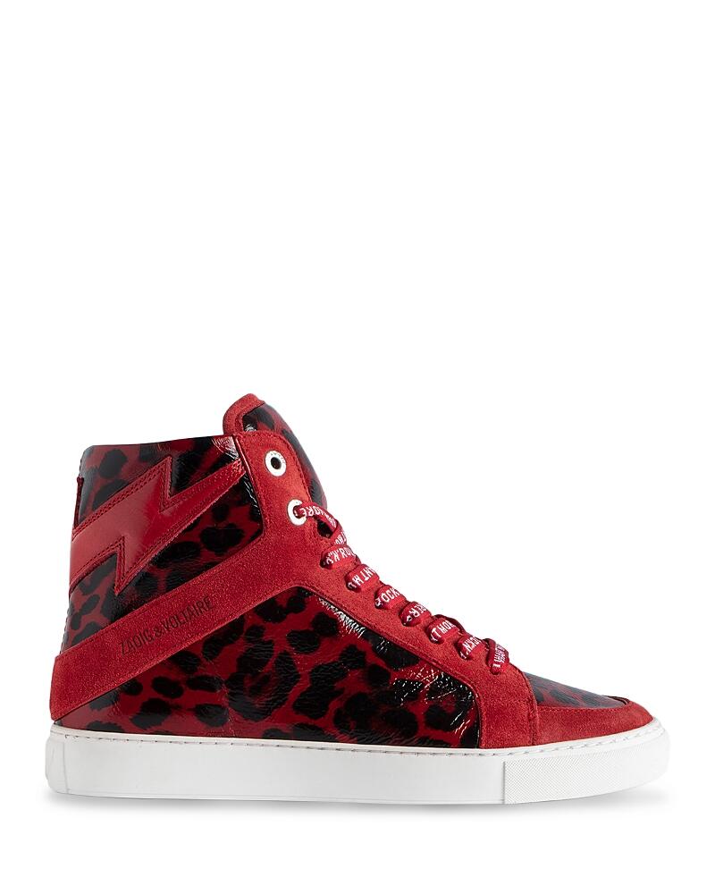 Zadig & Voltaire Women's High Flash Red Leopard Print High Top Sneakers Cover