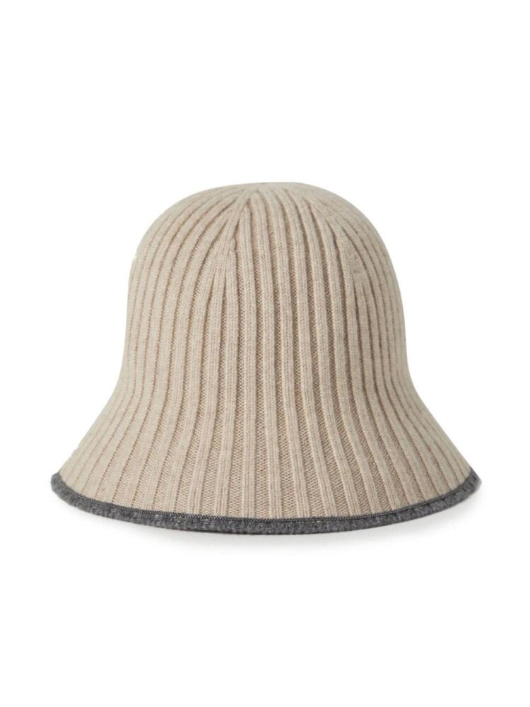 Brunello Cucinelli stripe-detail knitted bucket hat - Neutrals Cover