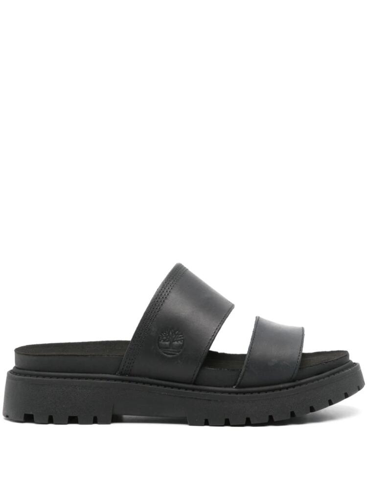 Timberland logo-debossed leather sandals - Black Cover