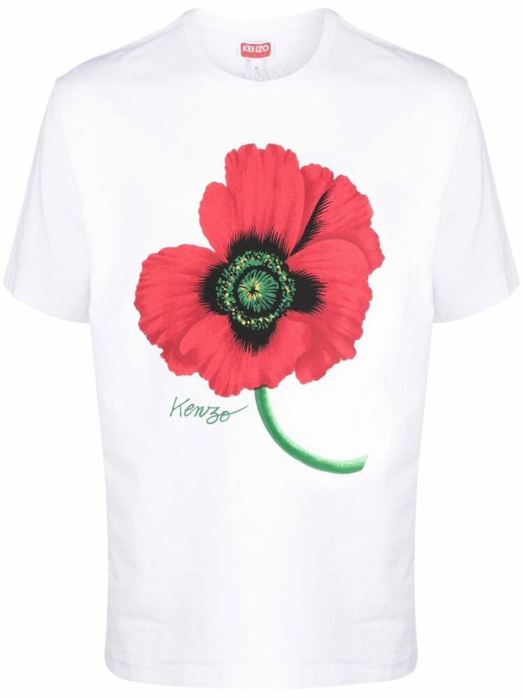 Kenzo Poppy-print oversized T-shirt - White Cover