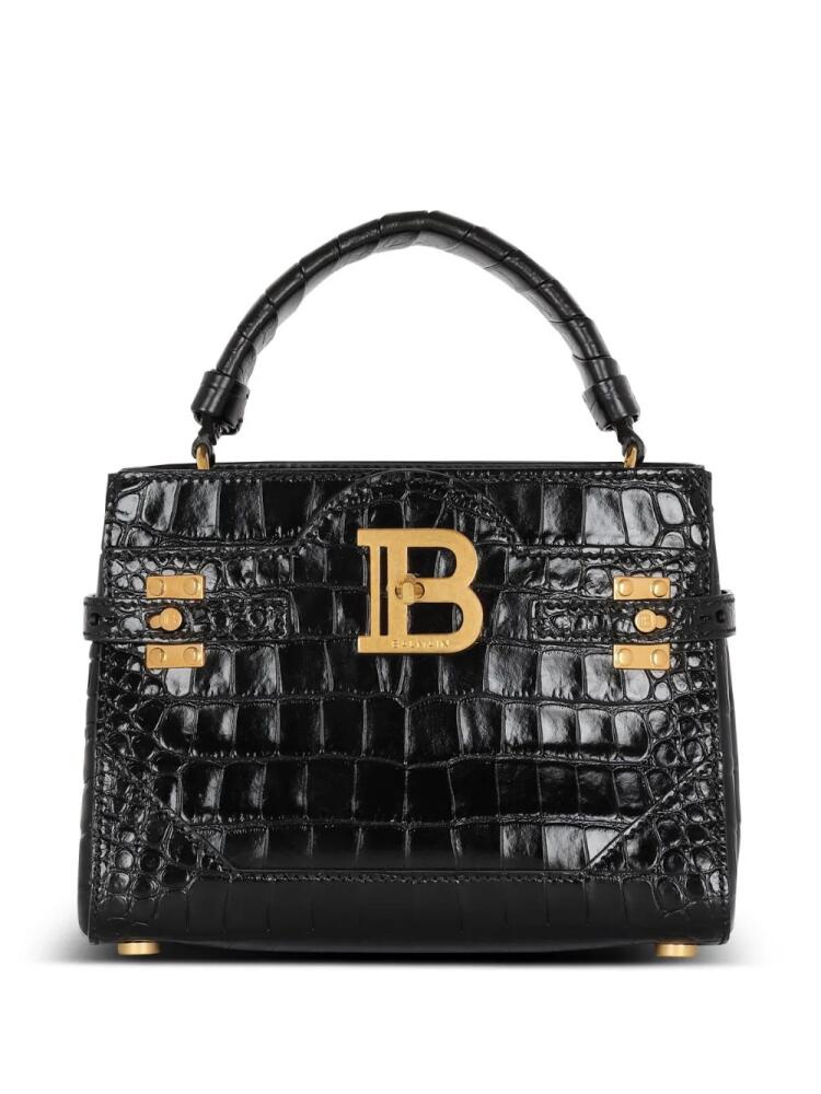 Balmain B-Buzz 22 crocodile-embossed tote bag - Black Cover