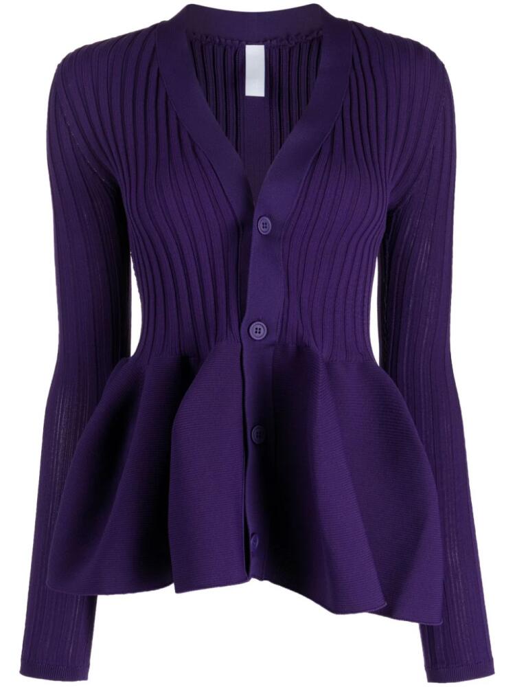 CFCL flared-hem ribbed-knit cardigan - Purple Cover