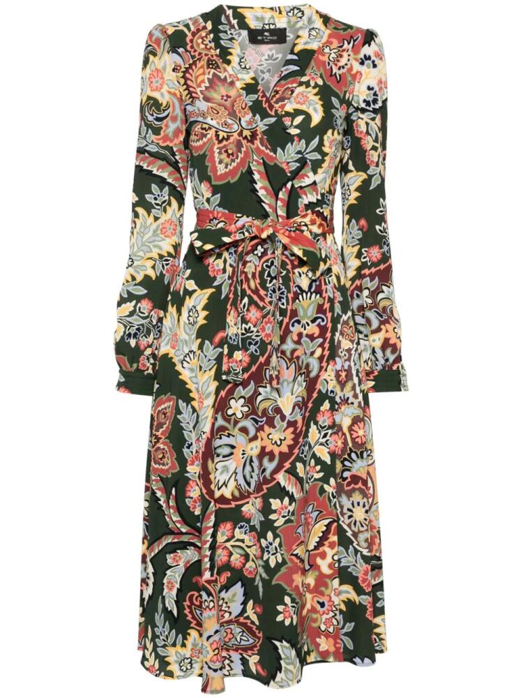 ETRO floral crepe wrap midi dress - Green Cover