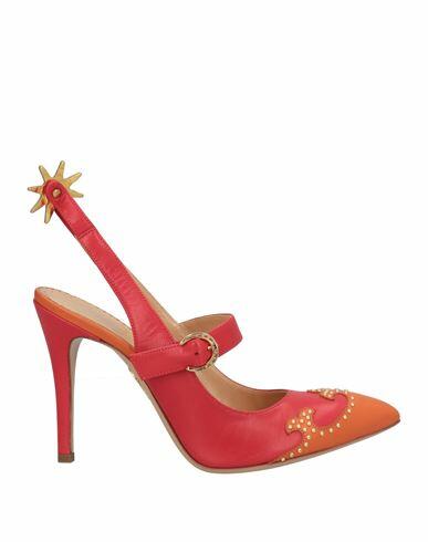 Charlotte Olympia Woman Pumps Tomato red Leather Cover