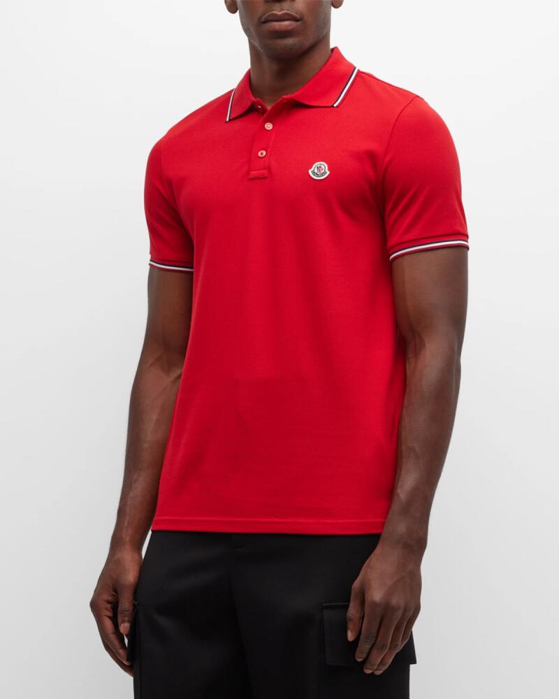 Moncler Men's Classic Flag-Trim Polo Shirt Cover