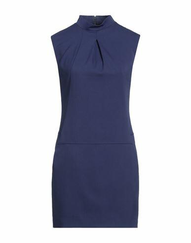 Bcbgmaxazria Woman Mini dress Navy blue Virgin Wool, Elastane Cover