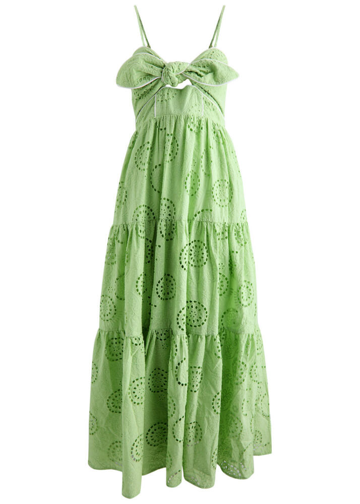 Kitri Immy Embroidered Cotton Maxi Dress - Light Green Cover