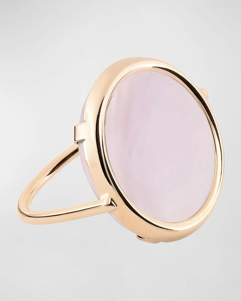 GINETTE NY Ever Pink Mother-of-Pearl Disc Ring in 18K Rose Gold Cover