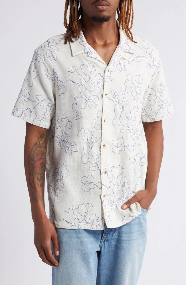 PacSun Floral Stitch Camp Shirt in Egret Cover